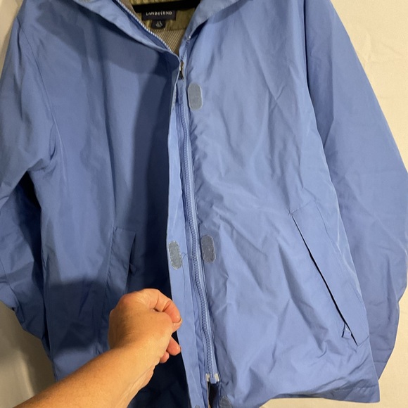 LANDS END LT BLUE GORE-TEX WEATHERPROOF RAIN JACKET WOMENS SIZE 14/16 - Picture 11 of 16